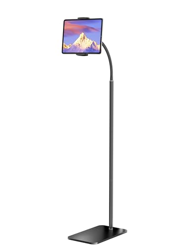 LanPavilion Suporte para iPad LanPavilion, ajustável de chão de metal com braço flexível, compatível com iPad, Kindle e telemóveis (4,7 pol.) - 13 polegadas, ideal para filmes e uso sem mãos