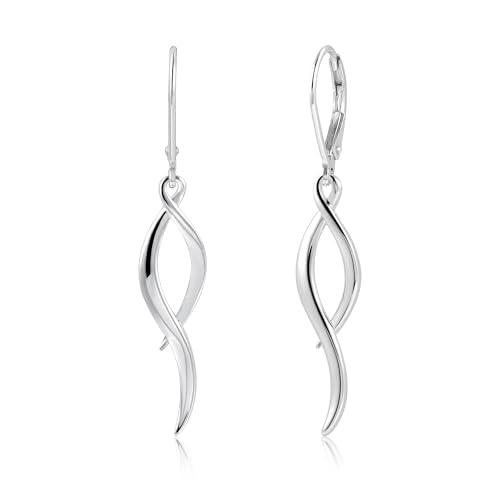 ASH'S CHOICE Brincos mulher prata 925 pendentes hipoalergénicos brincos de aro com pingente duplo torcido/espiral/folha/gota de água, brincos compridos, banhados a ouro 14 K, presentes de joalharia