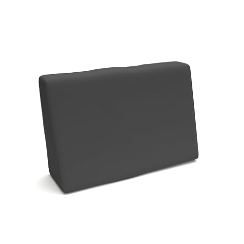 POKAR Almofada traseira (lateral) resistente à água 60 x 40 x 12 cm para europalês/europalete, almofada para jardim ou terraço, para sofá de paleta DYI, espuma fria, sem palete, antracite