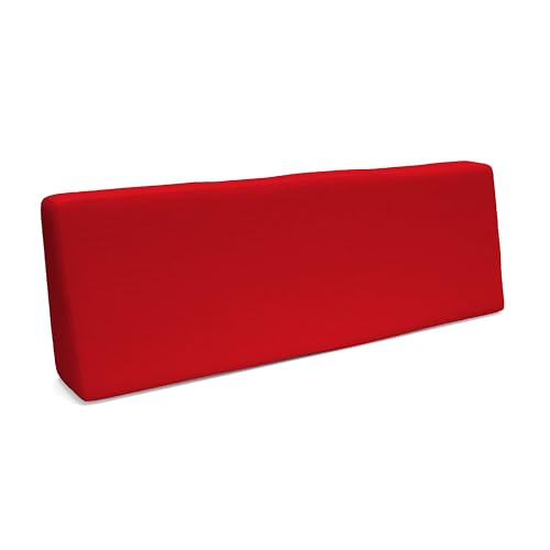 POKAR Almofada traseira resistente à água 120 x 40 x 12 cm para europalês/europalet, almofada para jardim ou terraço, espuma fria, encosto confortável para sofá de paleta DYI, sem paletes, vermelho