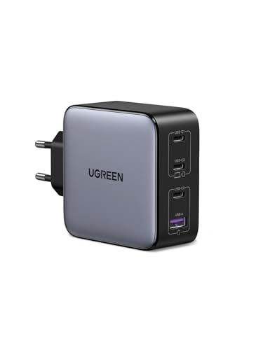 UGREEN Nexode 100 W Carregador USB C GAN 4 portas, tomada de parede Quick Charge compatível com Samsung Galaxy S23/S22/S21/S20, iPhone 16/15/14/13/12, MacBook Pro/Air, iPad, Small team Deck