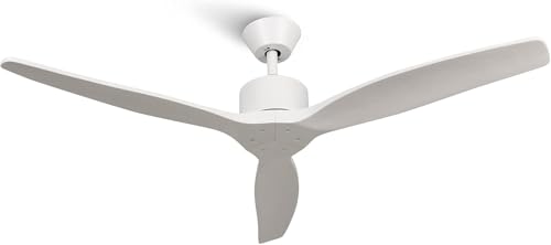 Mellerware - Ventoinha de teto com controlo remoto Brizy! | 30 W | 6 velocidades, ultra silencioso, função verão e inverno, temporizador, 3 pás, 132 de diâmetro, motor DC, White