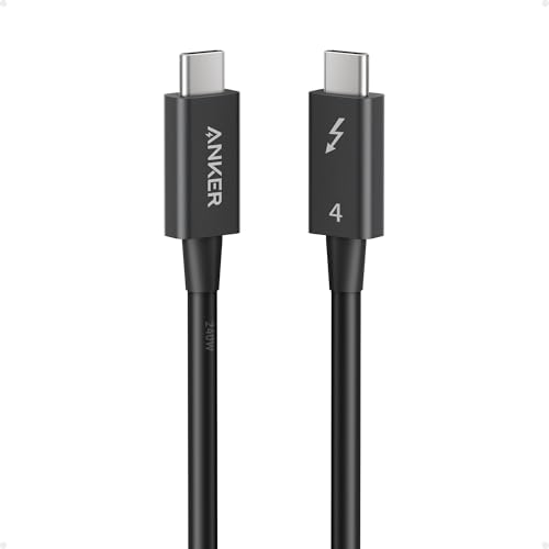 Anker Cabo Thunderbolt 4, suporta ecrã 8 K/transf. 240 W/Dados 40 Gbps cabo de carregamento USB C para USB C, para iPhone 16/15, MacBooks tipo C, iPad Pro, hub, docking e muito mais (0,7 m)