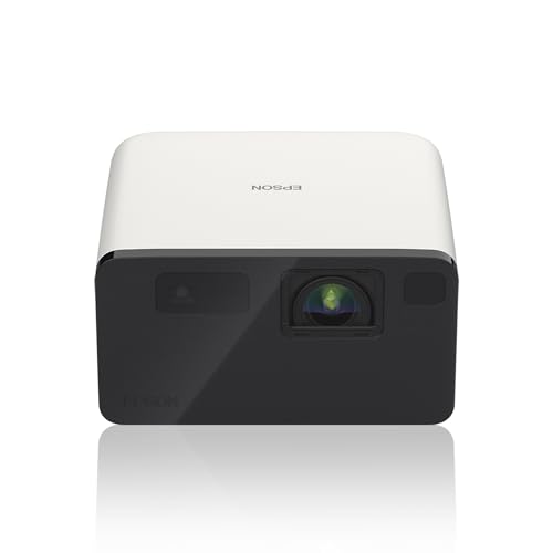 Epson EF-21 W Mini Smart Laser Projector | Projetor portátil Full HD, 1920 x 1080p, altifalante Bluetooth de 5 W, projeção de parede, chão ou teto, 1000 lúmenes, Google TV, 150", branco