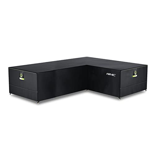 AWNIC Capa de sofá em forma de L impermeável, capas para móveis de canto de vime capas seccionais em forma de L para exteriores tecido técnico AlicanTex 270 (esquerda) x 215 (direita) x 71 cm