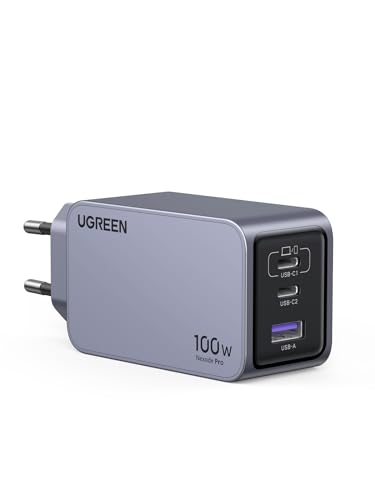 UGREEN Nexode Pro Carregador USB C GAN, adaptador de corrente multitomada compatível com Samsung Galaxy S24/S23 Ultra, MacBook, iPad, iPhone 16/14/13/12, Steam Deck