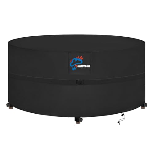 SIRUITON Ø 128 x 71 cm Capa para mesa de jardim, impermeável, anti-UV 420D, proteção redonda armário de exterior, capas Oxford, 10000 Pa capa mesa jardim redonda