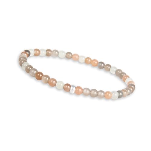 GD GOOD.designs Pulseira de pérolas para mulher com pedras naturais autênticas e pérola de prata 925 - pulseira de pedras preciosas I pulseira de contas com pérolas de pedra natural de 4 mm