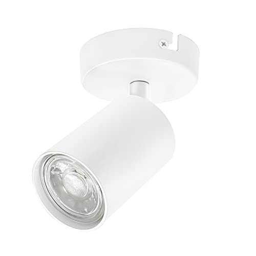 KYOTECH Candeeiro de teto LED com foco GU10 orientável e giratório - plano branco mate para quarto, salas - sem lâmpada