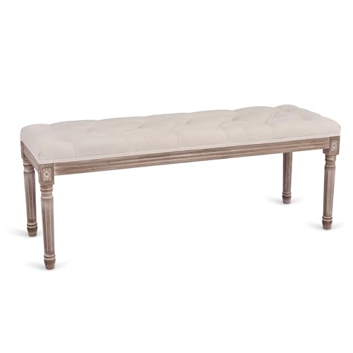 VONLUCE Banqueta para pé de cama, estofado em tecido, 120 x 40 x 46 cm, banco de entrada em estilo vintage, para quarto e sala de estar, 120 x 40 x 46 cm