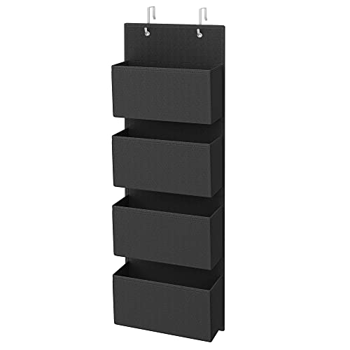 SONGMICS Organizador suspenso de porta com 4 bolsos, bolsa de pendurar de porta e parede, para quarto, sala de estar, escritório, 12 x 33,5 x 100 cm, preto RDH004B01