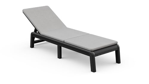 Keter Espreguiçadeira de jardim dobrável com almofada incluída, para terraços exteriores, pátios, jardins, 4 posições, cor grafite