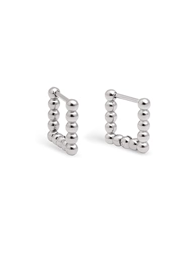SINGULARU - Brincos Mila Dots - Brincos em aço ou aço com acabamento em casa de banho ouro de 18 Kt - Brincos Aro quadrados com fecho Congo/Click - Joias para mulher - Vários acabamentos
