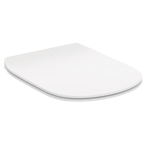 Ideal Standard - Tesi novo, tampa de sanita original dedicada em Duroplast, tampa de sanita de 370 x 450 x 45 mm com dobradiças de aço inoxidável termoendurecível com fecho suave, T352701, branco