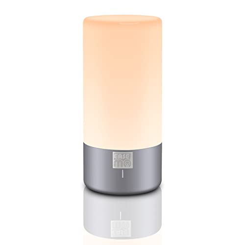 EASEMO Candeeiro de mesa de cabeceira luz noturna com mudança de cor 256 RGB para quartos, candeeiro de mesa com sensor de toque luz noturna branca quente para sala de estar, escritório (prata)