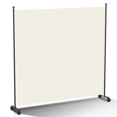 Vigevee Biombo biombo dobrável independente, biombo com rodas, armário, proteção visual, separador de quartos, 1 unidade, 187 x 181 cm, biombo para escritórios, varandas, bege