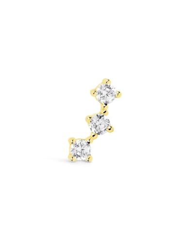 SINGULARU - Brinco solto Triple Spark - brinco em prata de lei 925 com acabamento em casa de banho de ouro de 18 Kt. o Ródio - fecho porca de pressão - brinco solto - jóias para mulher