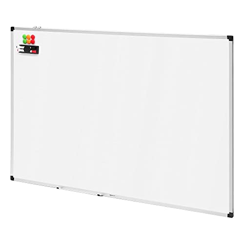 Amazon Basics Ardósia branca magnética com bandeja para marcadores e moldura de alumínio, 150 cm x 100 cm