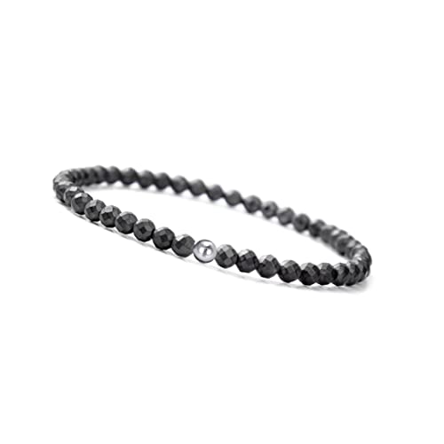 GD GOOD.designs EST. 2015 Pulseira de pérolas para senhoras com pedras naturais genuínas e contas de prata 925 I pulseira de pedras naturais feita de contas facetadas de pedras preciosas de 4 mm