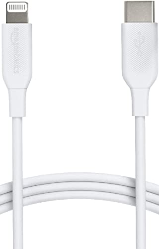 Amazon Basics Cabo USB-2.0 tipo C para Lightning (certificado MFi), 0,9 m, cor branca
