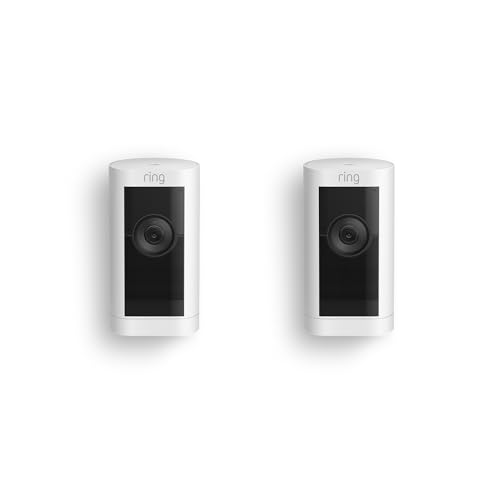 Ring Cámara exterior Pro con batería (Stick Up Cam Pro) | Cámara de vigilancia exterior inalámbrica con vídeo HDR 1080p y detección de movimiento 3D | 30 días gratis de Ring Home | 2 Cámaras