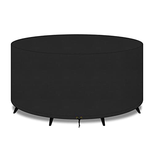 PATIO PLUS Capa para mesa redonda de jardim 420D conjunto de cadeiras circulares para exteriores capa de jardim resistente à água 300 x 90 cm, preto