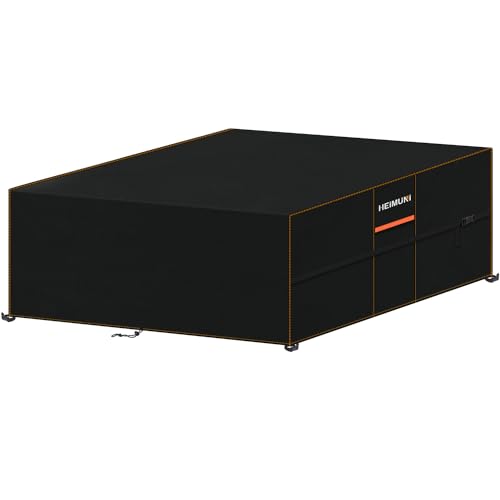 HEIMUNI Capa para móveis de jardim, capa de mesa exterior impermeável quadrada, capa protetora para móveis de jardim com saídas de ar, capa de mesa e jardim resistente ao vento (270 x 270 x 90 cm)