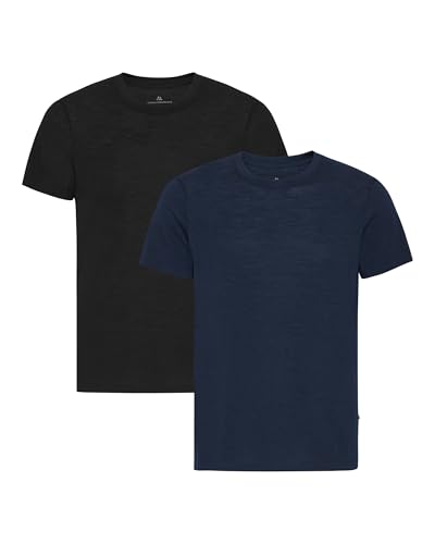 DANISH ENDURANCE T-shirt 100 % lã marinho, manga curta, respirável, interior para homem, pack de 1 ou 2