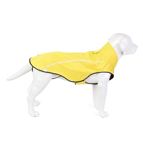Mile High Life Casaco impermeável leve com tira refletora para cães, roupa ajustável à prova de água com fecho fácil para animais de estimação, amarelo, M