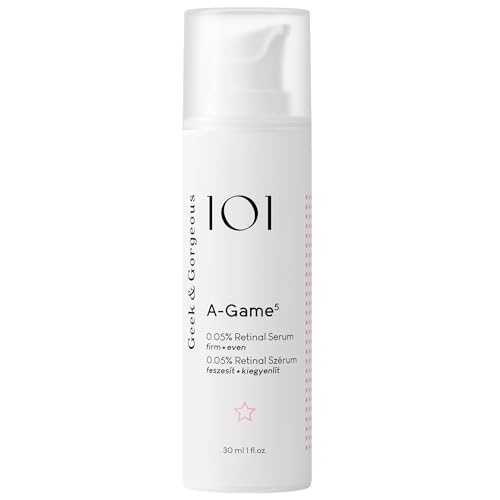 Geek & Gorgeous - A-Game 5 - Serum leve com 0,05 % de retinal para rosto, combate de rugas e imperfeições, adequado para todos os tipos de pele, 30 ml