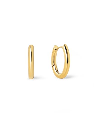 SINGULARU - Brincos Samba em aço ou aço com acabamento em casa de banho ouro de 18 Kt - aro minimalista com fecho Congo/Click - Joias para mulher