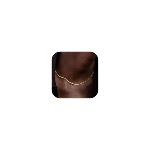 BodyBonita Colar de corrente de ouro - colar gargantilha com fecho de prata esterlina 925 banhado a ouro de 14 quilates, 16/18/20 polegadas, colar de espiga de corrente de fígaro simples e fina