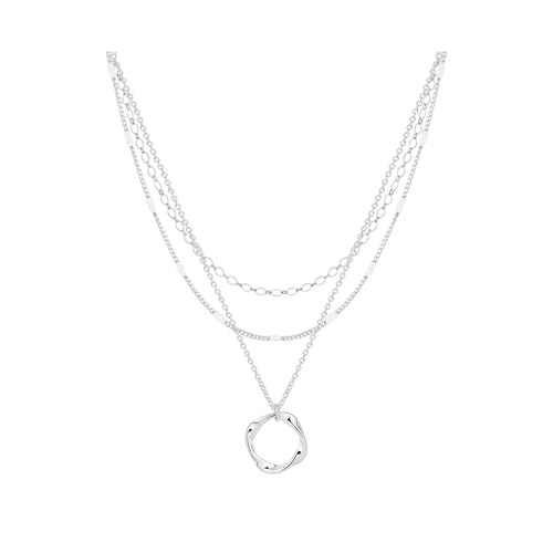 SJUIEO - Conjunto de 3 collares para mujer, exquisito colgante trenzado de oro y plata, cadena multicapa, gargantilla ajustable, conjunto de moda, collar apilable simple, regalo