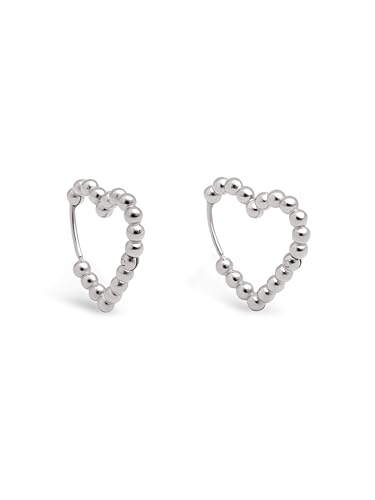 SINGULARU - Brincos Cora Dots brincos em aço ou aço com acabamento em casa de banho ouro de 18 Kt - Brincos com motivo coração e com fecho Congo/Click - Joias para mulher - Vários acabamentos