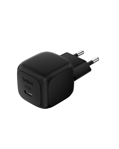 Belkin Carregador de carregamento rápido compacto de 45W, USB-C Power Delivery para Apple iPhone 17, iPhone 16, iPhone 15 Series, Samsung Galaxy S25, Pixel 10, iPad, AirPods e outros - preto