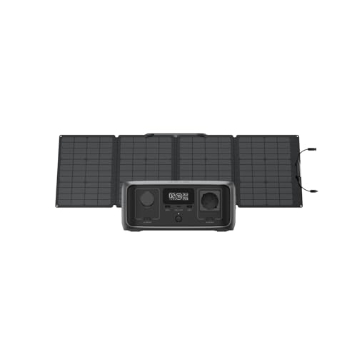 Estação de energia portátil EF EcoFlow RIVER 3 (SAI em <10 ms) com painel solar de 110 W, bateria LFP 245 Wh, saída 600 W, eficiência com GaN que duplica a duração, gerador solar 30 % mais compacto