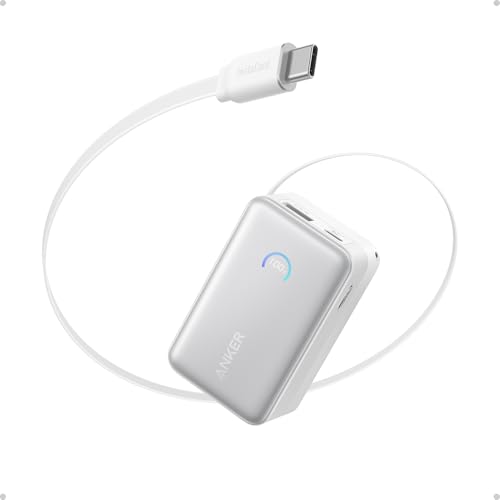 Anker Nano Power Bank Carregador portátil de 10000 mAh cabo retrátil Anker InstaCord de 70 cm bateria de 45 W de potência máxima, para iPhone 16 Pro Max, iPad, Galaxy, Pixel e muito mais