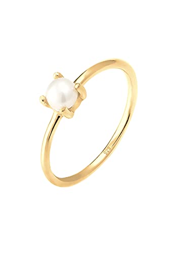 Elli 0611182916 - Anel com pérola de água doce (prata 925, banhado a ouro)