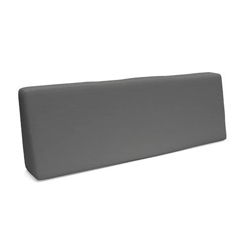 POKAR Almofada traseira resistente à água 120 x 40 x 12 cm para europalês/europalet, almofada para jardim ou terraço, espuma fria, encosto confortável para sofá de paleta DYI, sem paletes, cinzento