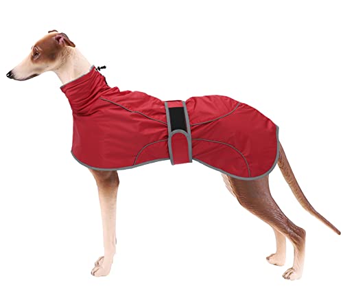 Geyecete Casaco de inverno para galgo, impermeável casacos cão com forro polar quente, casaco Whippet, casaco Lurcher, térmico casacos ideal para cães médios e grandes - vermelho - XXXL