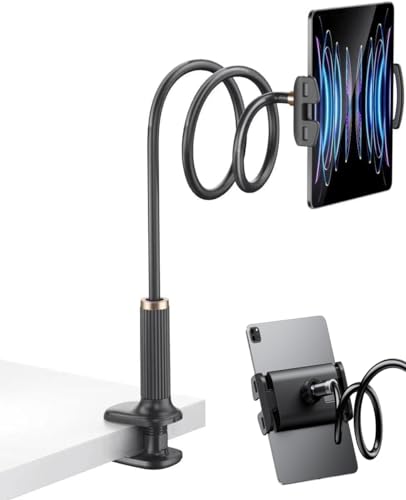 Ding Yongliang Suporte tablet de pescoço de cisne para cama, ajustável em 360º suporte para iPad e telefone para secretária para gravação de vídeo, para série iPad/Switch/Galaxy Tabs/Kindle Fire e