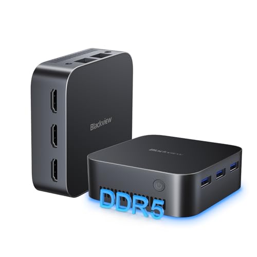 Blackview MP80 Mini PC Intel 12th N97 (até 3,6 GHz), 16 GB LPDDR5 1TB M.2 SSD W-11 Pro Mini computador de mesa, compatível com 3X HDMI 4K, LAN dupla, USB 3.0 para escritório e teletrabalho