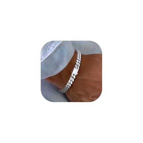 Bestyle Pulseira homem ligações pulseiras de corrente cubana Miami 5/7/9/12 mm largura pulseira cubo Miami aço inoxidável pulseira cúbica corrente 19 cm / 21 cm / 23 cm