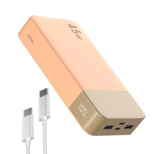 NOBIS Bateria externa para telemóvel 20000 mAh, PD3.0 45 W bateria portátil carregamento rápido, QC4.0 Power Bank com ecrã LED para MacBook, Phone 15 14 13 Pro S23 S22 (laranja)
