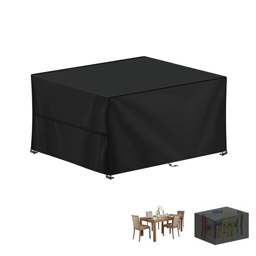 LAMUNI Capa mesa de jardim, impermeável, 120 x 80 x 75 cm, capa para móveis de jardim, retangular, 420D, tecido Oxford, cobertura de mesa exterior, capa protetora de mesa, anti-vento, anti-UV