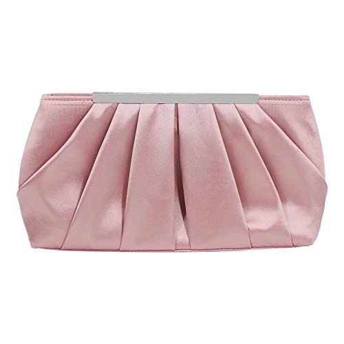 Jywmsc Bolsa de noite de cetim para mulher elegante bolsa de mão de noite plissada de cetim para mulher mala de casamento de prata