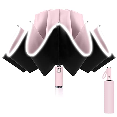 Guarda-chuva dobrável automático, guarda-chuva invertido, guarda-chuva dobrável anti-vento 10 hastes para homem mulher, diâmetro 105 cm