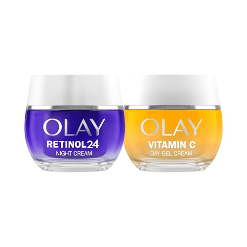 Olay Retinol24 creme noturno 50 ml e Olay VitaminC AHA24 creme de dia 50 ml. Pacote de 2 cremes. Pele mais macia, hidratada e luminosa