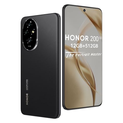HONOR 200 Smartphone 5G 12 GB 256GB, Snapdragon 7s Gen 3, Câmara tripla 50 MP, 120 Hz ecrã 6,7'', bateria 5200 mAh, Dual SIM, NFC, Android 14, preto