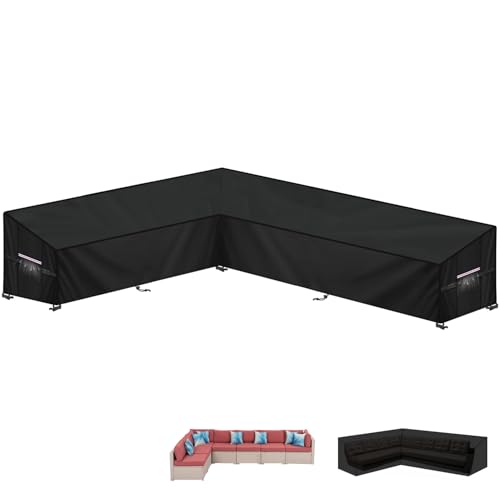 LAMUNI Capa para sofá, jardim em forma de L, capa impermeável para sofá de exterior, 420D Oxford capa de canto e jardim, capas para móveis e jardim em forma de L, cobertura para sofá exterior, 270 x